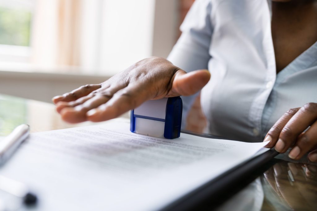 Vergunning en verklaring stempel